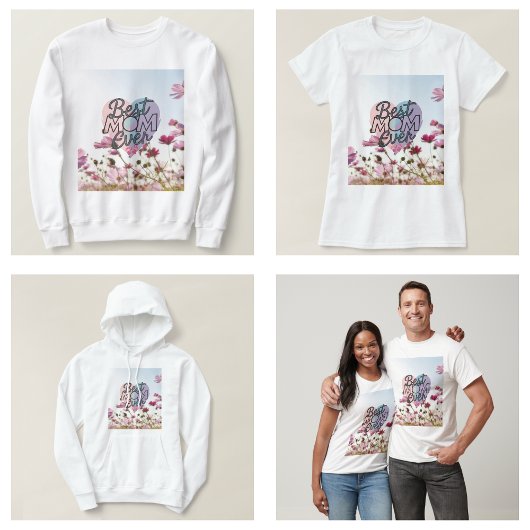 ピンクの花の最強ママ いつもありがとう Tシャツ
