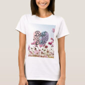 ピンクの花の最強ママ いつもありがとう Tシャツ (正面)