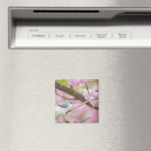 ピンクの花の木に咲く鳥 マグネット (インサイチュ (食洗機))