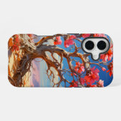 ピンクの花の木のスマホケース iPhone 16ケース (裏面横)