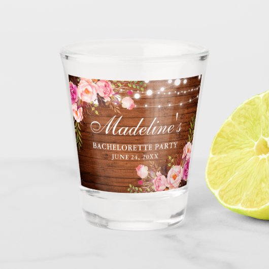 ピンクの花の木のライト ブライズメイドのパーティー ショットグラス (正面)