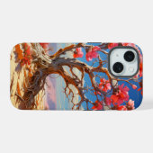 ピンクの花の木 iPhone 16ケース (裏面横)