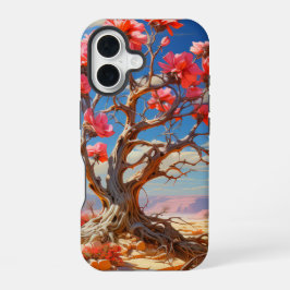 ピンクの花の木 iPhone 16ケース