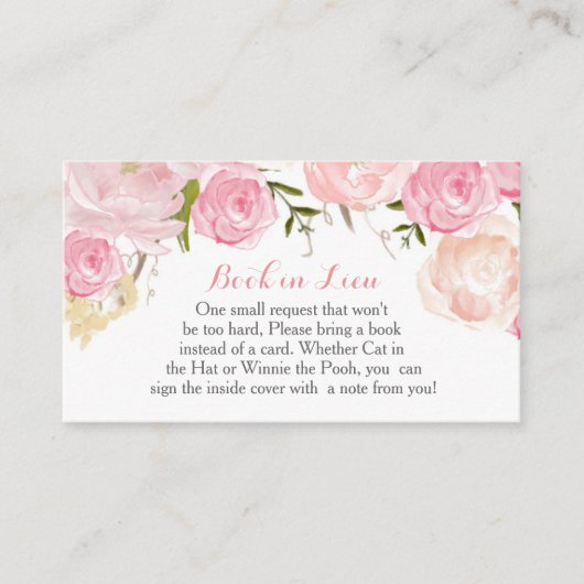 ピンクの花の本の代わりに、本を持って エンクロージャーカード (正面)