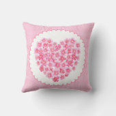 ピンクの花の枕ハート クッション (裏面)