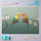 ピンクの花の枝の切り離しに鳥を愛する 薄葉紙 (クラフト)