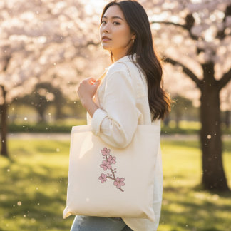 ピンクの花の枝 春の花 トートバッグ