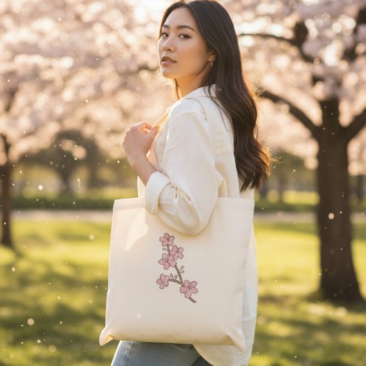 ピンクの花の枝 春の花 トートバッグ