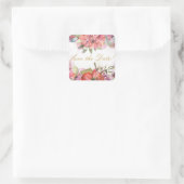 ピンクの花の枠パーソナライズされた スクエアシール (バッグ)
