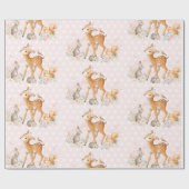 ピンクの花の森林ベビーシャワーの第1誕生日 ラッピングペーパー (フラット)