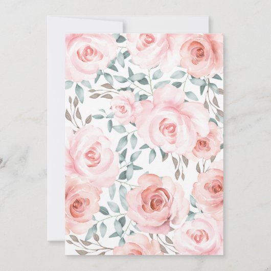 ピンクの花の森林動物のベビーシャワーの誕生日 サンキューカード (裏面)