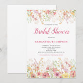 ピンクの花の植物学的なウェディングシャワーの招待状 招待状 (正面/裏面)
