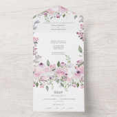 ピンクの花の楽園 オールインワン招待状 (内側)