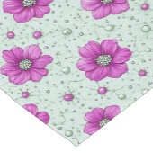 ピンクの花の模様と水滴 ショートテーブルランナー (コーナー)