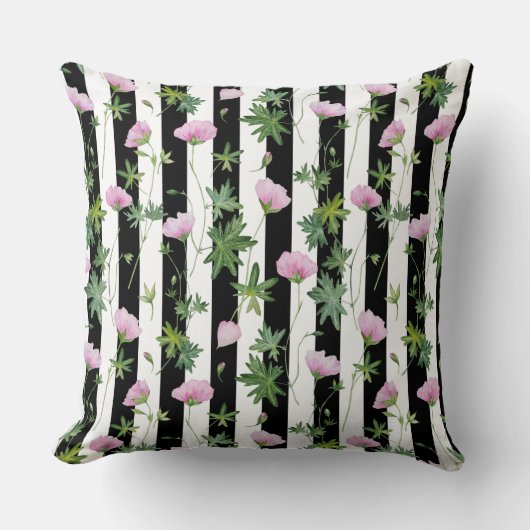 ピンクの花の模様のグラフィック: クッション (正面)