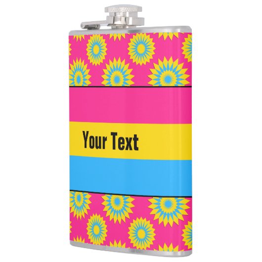 ピンクの花の模様を持つパンセクシュアリティプライド旗 フラスク (左)