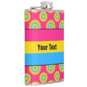 ピンクの花の模様を持つパンセクシュアリティプライド旗 フラスク (右)