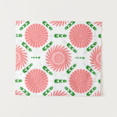 ピンクの花の模様 タペストリー (正面(横))