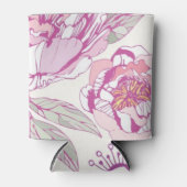 ピンクの花の模様 缶クーラー (正面)