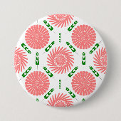 ピンクの花の模様 缶バッジ (正面)