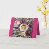 ピンクの花の母の日の挨拶 カード (黄色い花)