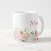 ピンクの花の母の日 ジャンボコーヒーマグカップ (正面右)