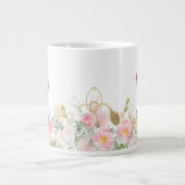 ピンクの花の母の日 ジャンボコーヒーマグカップ (正面)