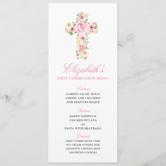 ピンクの花の水の色クロスファーコミュニオンメニュー メニュー (正面)