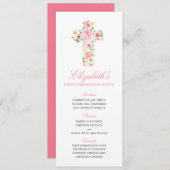 ピンクの花の水の色クロスファーコミュニオンメニュー メニュー (正面/裏面)