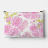 ピンクの花の水の色パーソナライズされた名 アクセサリーポーチ (裏面)