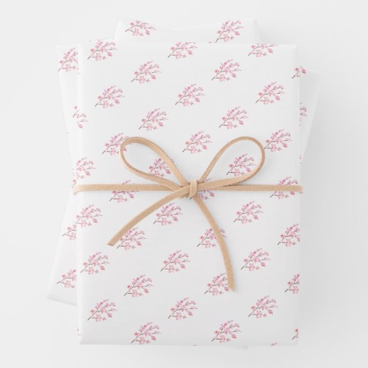 ピンクの花の水フェミニン色結婚の ラッピングペーパーシート (インサイチュ)