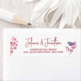 ピンクの花の水フェミニン色結婚の ラベル