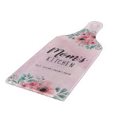 ピンクの花の水彩ガラス食器 カッティングボード (角)