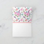 ピンクの花の水彩シームレス サンキューカード (内部)