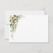 ピンクの花の水彩スクリプト セーブザデート (裏面)