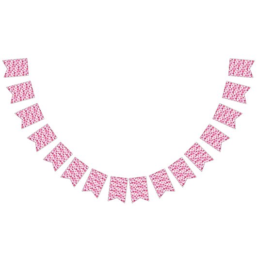 ピンクの花の水彩フローラ バンティングフラッグ (全)