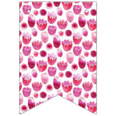 ピンクの花の水彩フローラ バンティングフラッグ (第1の旗)