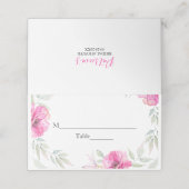 ピンクの花の水彩植物ブライダルシャワー プレイスカード (外部開封)