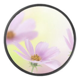 ピンクの花の水彩画とオリジナル画像 アイスホッケーパック