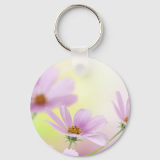 ピンクの花の水彩画とオリジナル画像 キーホルダー