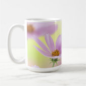 ピンクの花の水彩画とオリジナル画像 コーヒーマグカップ (左)