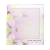 ピンクの花の水彩画とオリジナル画像 ノートパッド (正面)