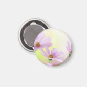 ピンクの花の水彩画とオリジナル画像 マグネット (正面/裏面)