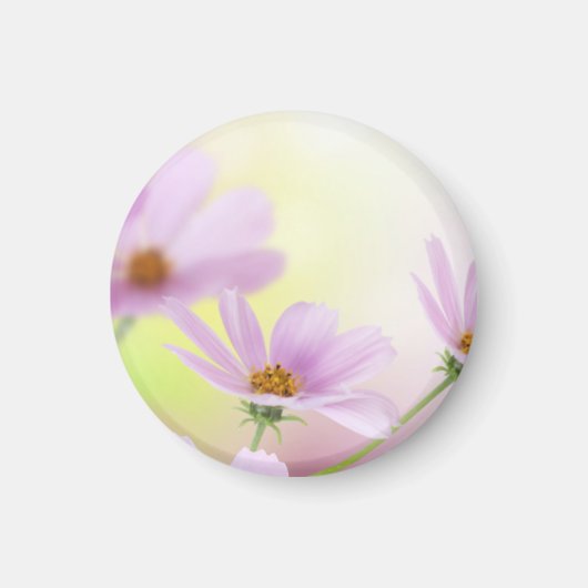 ピンクの花の水彩画とオリジナル画像 マグネット (正面)