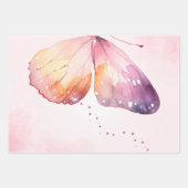ピンクの花の水彩画とオリジナル画像 ラッピングペーパーシート (正面2)