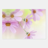 ピンクの花の水彩画とオリジナル画像 ラッピングペーパーシート (正面)