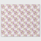 ピンクの花の水彩画とオリジナル画像 ラッピングペーパー (フラット)