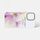 ピンクの花の水彩画とオリジナル画像 iPhoneケース (裏面横)