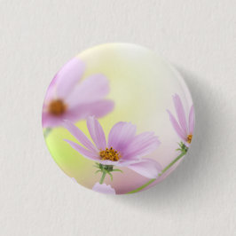 ピンクの花の水彩画とカスタムイメージ 缶バッジ