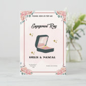 ピンクの花の水彩画のエンゲージメント招待状 招待状 (スタンド正面)